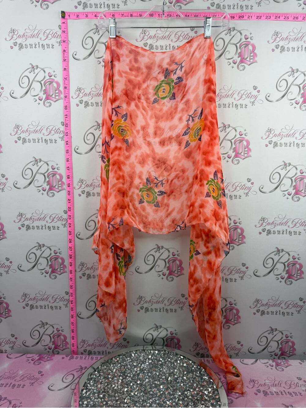Scarf wrap or skirt flowy Coral Floral Lightweight Scarf Wrap